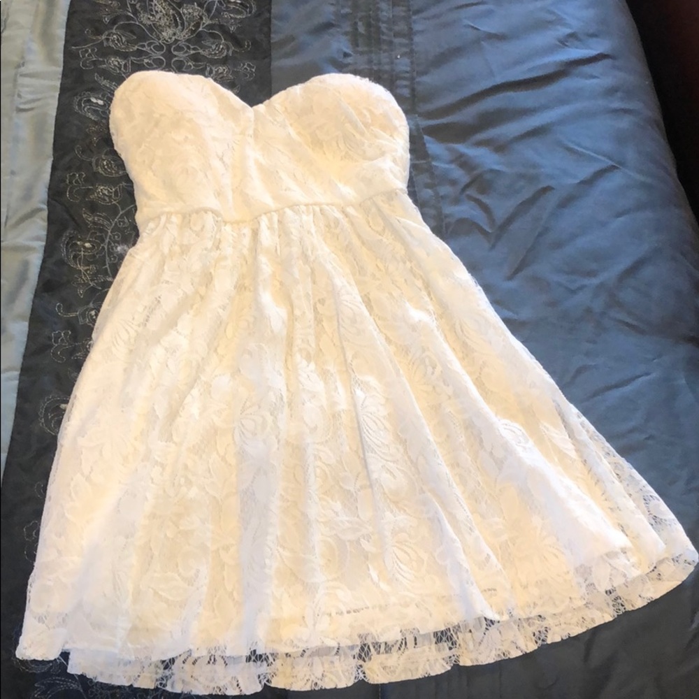 White lace mini dress